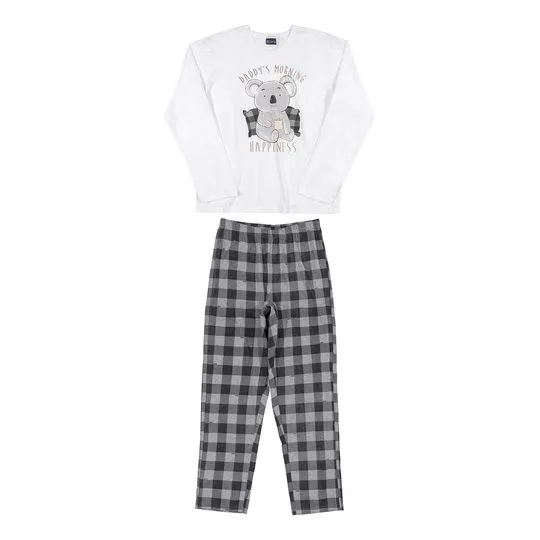 Pijama Infantil Com Coala- Branco & Preto- Quimby