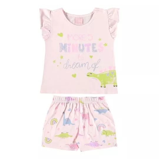 Pijama Infantil More 5 Minutes- Rosa Claro & Verde Claro- Quimby