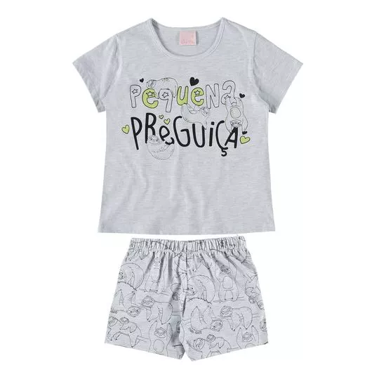 Pijama Infantil Pequena Preguiça- Cinza Claro & Preto- Quimby