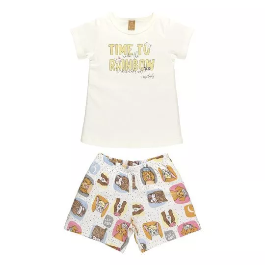Pijama Infantil Time To Rainbow- Branco & Amarelo- Up Baby & Up Kids
