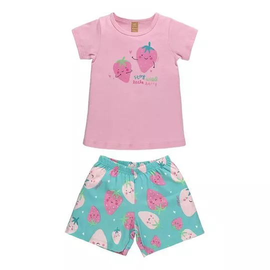Pijama Infantil Stay Wild Little Berry- Rosa Claro & Azul Claro- Up Baby & Up Kids