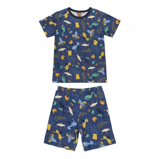 Pijama Infantil Space Adventure- Azul Marinho & Amarelo- Up Baby & Up Kids