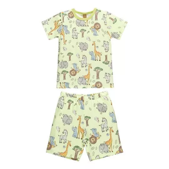 Pijama Infantil Safari- Verde Claro & Marrom Claro- Up Baby & Up Kids