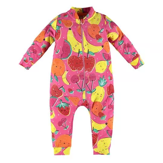 Macacão Pijama Frutinhas- Rosa & Amarelo- Up Baby & Up Kids
