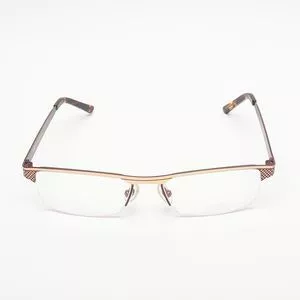 Armação Retangular Para Óculos De Grau<BR>- Dourada & Bordô