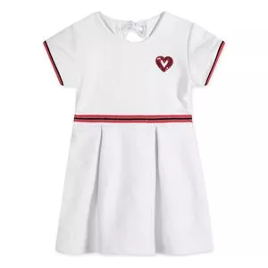 Vestido Infantil Com Lantejoulas<BR>- Branco & Vermelho<BR>- Marisol