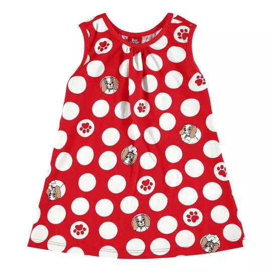 Vestido Infantil Cachorros- Vermelho & Branco- Bee Loop