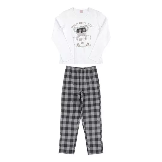 Pijama Infantil Com Coala- Branco & Preto- Quimby