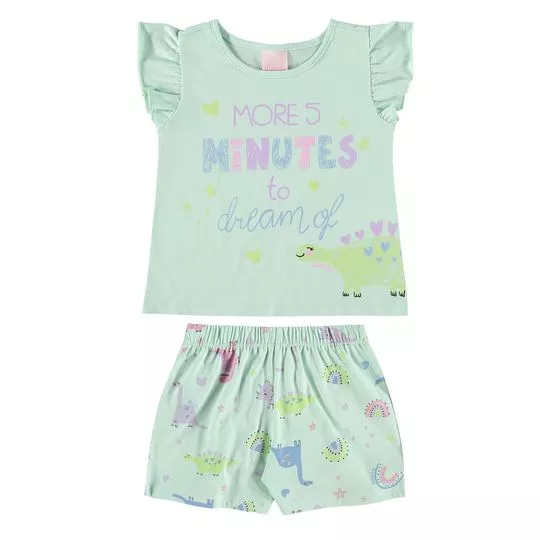 Pijama Infantil More 5 Minutes- Verde Claro & Lilás- Quimby