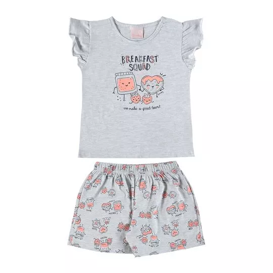 Pijama Infantil Quimby- Cinza & Coral- Quimby