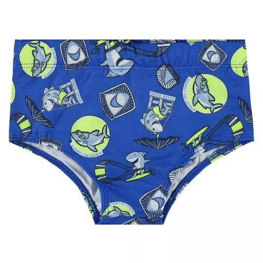 Sunga Infantil Tubarão- Azul Marinho & Verde Limão- Quimby