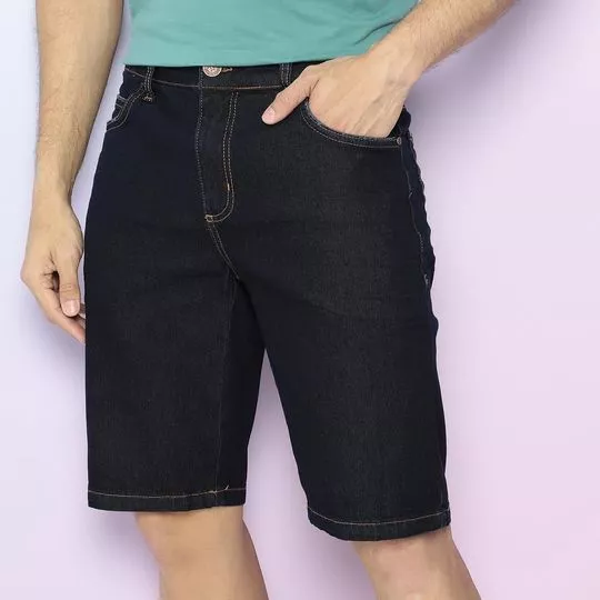 Bermuda Jeans Com Recortes- Cinza Escuro- Colcci