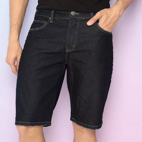 Bermuda Jeans Com Recortes- Azul Escuro- Colcci