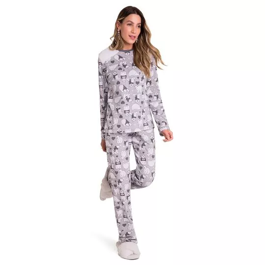 Pijama Ursos Polares- Cinza & Branco- Veggi