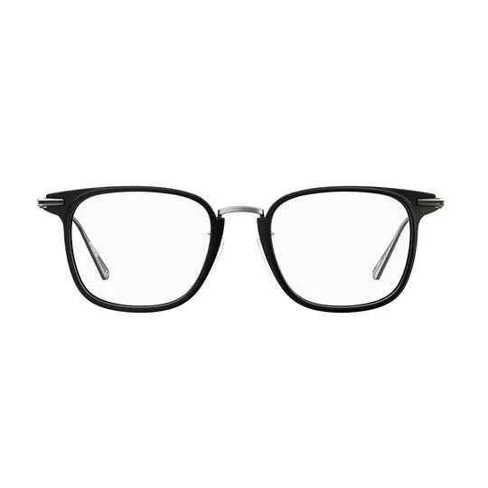 Armação Quadrada Para Óculos De Grau- Preta & Prateada- Polaroid