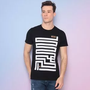 Camiseta Labirinto<BR>- Preta & Branca