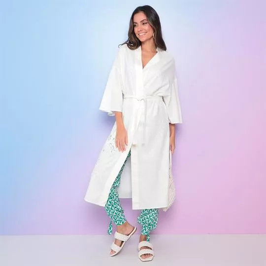 Kimono Com Linho- Branco- Lez a Lez