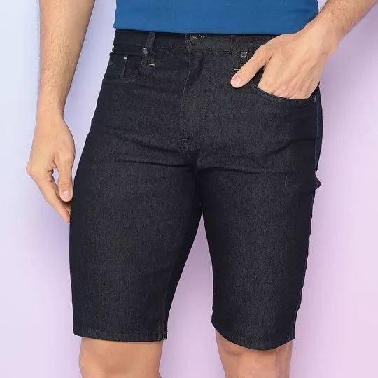 Bermuda Jeans Com Bolsos- Azul Escuro