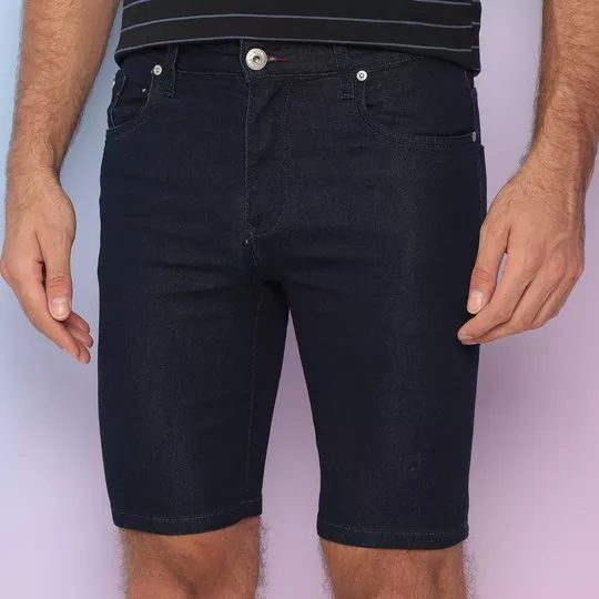 Bermuda Jeans Com Bolsos- Azul Escuro