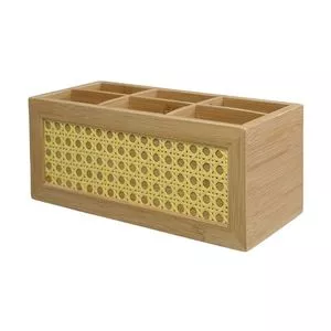 Caixa Organizadora Com Divisórias<BR>- Bambu & Bambu Claro<BR>- 7x24x16cm<BR>- Oikos