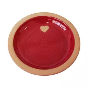 Prato De Porcelana Rutz Heart<BR>- Vermelho & Bege<BR>- Ø12,8cm<BR>- We Design