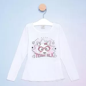 Blusa Infantil Com Inscrições<BR>- Branca & Pink