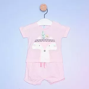 Pijama Infantil Raposa<BR>- Rosa Claro & Azul Claro<BR>- Tip Top