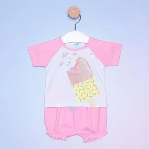 Pijama Infantil Sorvete<BR>- Rosa & Amarelo<BR>- Tip Top