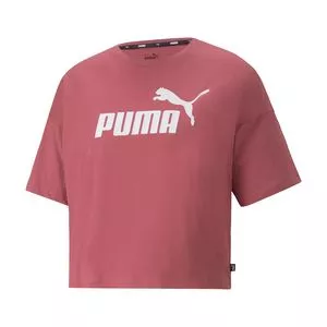 Cropped Puma®<BR>- Rosa Escuro & Branco