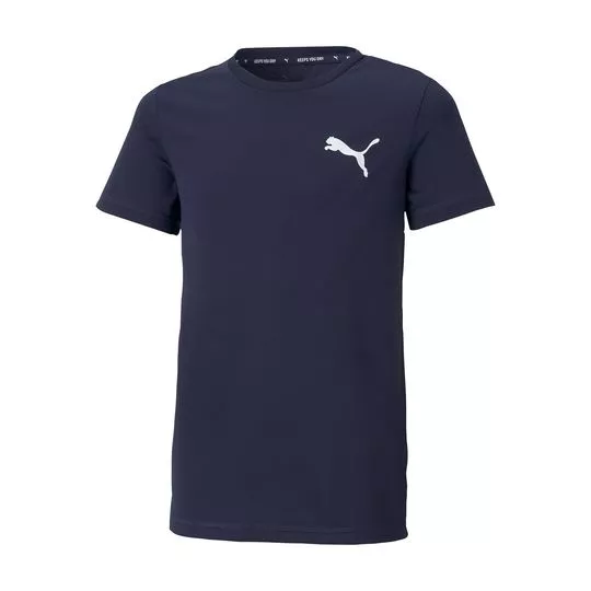 Camiseta Puma®- Azul Marinho & Branca