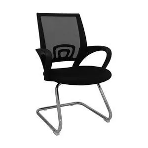 Cadeira Office Santiago<BR>- Preta & Prateada<BR>- 86,5x56x57cm<BR>- Rivatti