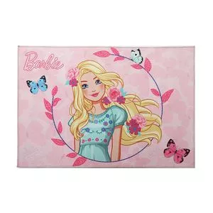 Tapete Barbie® Borboletas<BR>- Rosa Claro & Pink<BR>- 100x70cm
