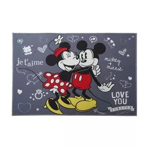Tapete Mickey & Minnie®<BR>- Cinza Escuro & Vermelho<BR>- 100x70cm