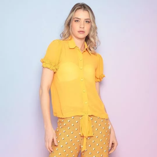 Camisa Com Amarração - Amarela - Skazi