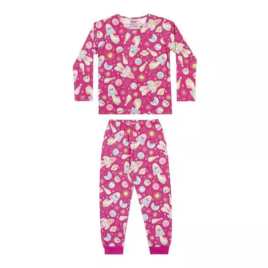 Pijama Foguetes- Pink & Azul Claro