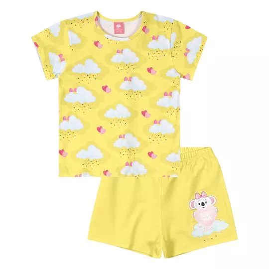 Pijama Nuvens- Amarelo Claro & Branco