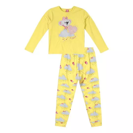Pijama Nuvens- Amarelo Claro & Branco