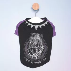 Camiseta Para Pet Pantera Negra®<BR>- Preta & Roxa