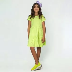 Vestido Com Recortes<BR>- Verde Limão<BR>- Gira Baby