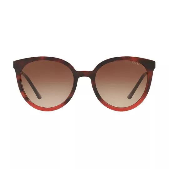 Óculos De Sol Arredondado- Marrom & Vermelho- Grazi Massafera