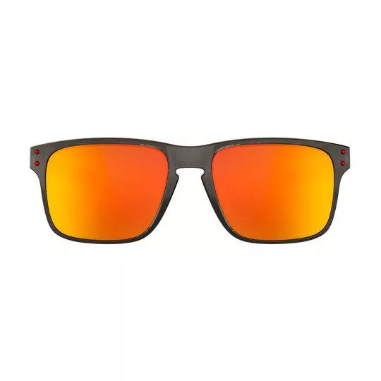 Óculos De Sol Retangular- Vermelho & Cinza Escuro- Oakley