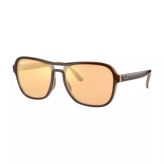 Óculos De Sol Aviador- Laranja & Marrom Escuro- Ray Ban