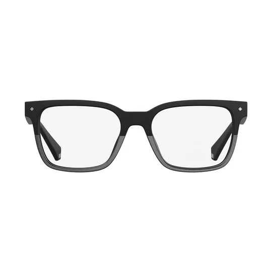 Armação Retangular Para Óculos De Grau- Preta & Cinza Escuro- Polaroid