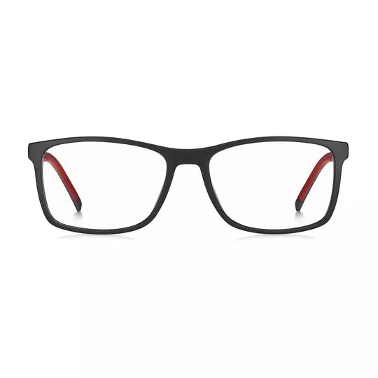 Armação Retangular Para Óculos De Grau- Preta & Vermelha- Tommy Hilfiger