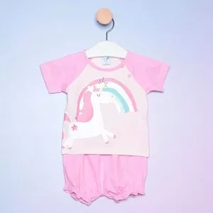 Pijama Infantil Unicórnio<BR>- Rosa Claro & Rosa<BR>- Tip Top