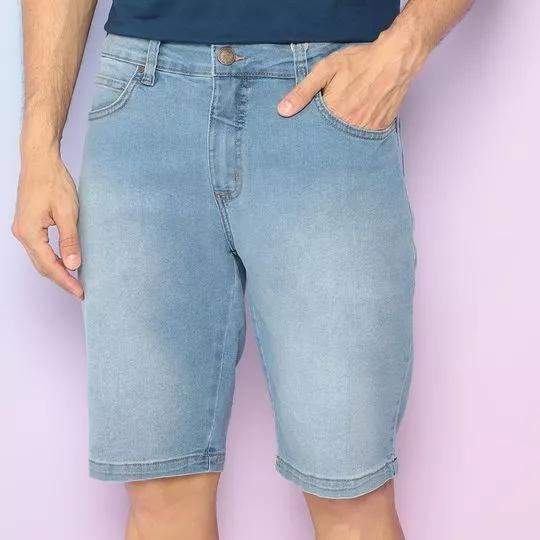 Bermuda Jeans Com Recortes- Azul- Colcci