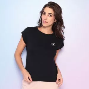 Camiseta CK®<BR>- Preta & Branca<BR>- Calvin Klein
