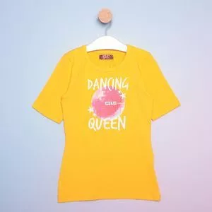 Camiseta Juvenil Com Inscrições<BR>- Amarela & Rosa<BR>- Colcci
