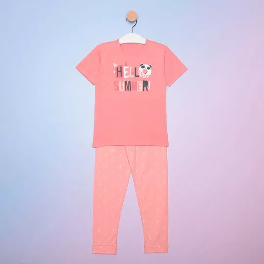 Pijama Infantil Com Inscrição- Rosa & Rosa Escuro- Malwee