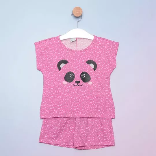 Pijama Infantil Panda- Rosa & Off White- Malwee